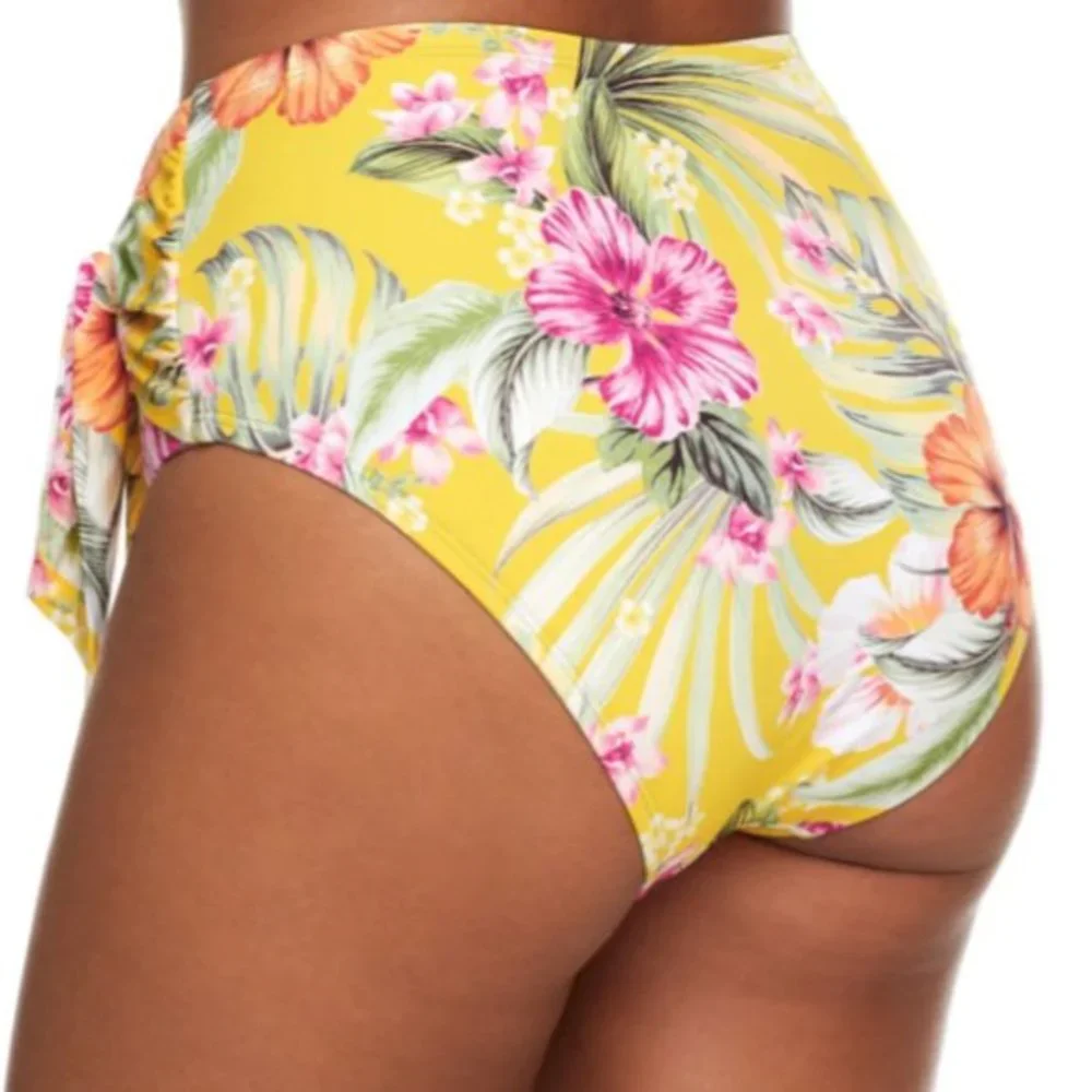 BLEU Rod Beattie Paradiso High Waist Draped Side-Tie Bikini‎ Bottom Canary 14